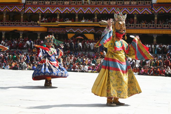 Tsechu Tempelfest in Thimphu, der Hauptstadt Bhutans