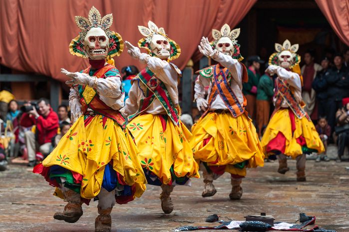 Tsechu Tempelfest in Thimphu, der Hauptstadt Bhutans